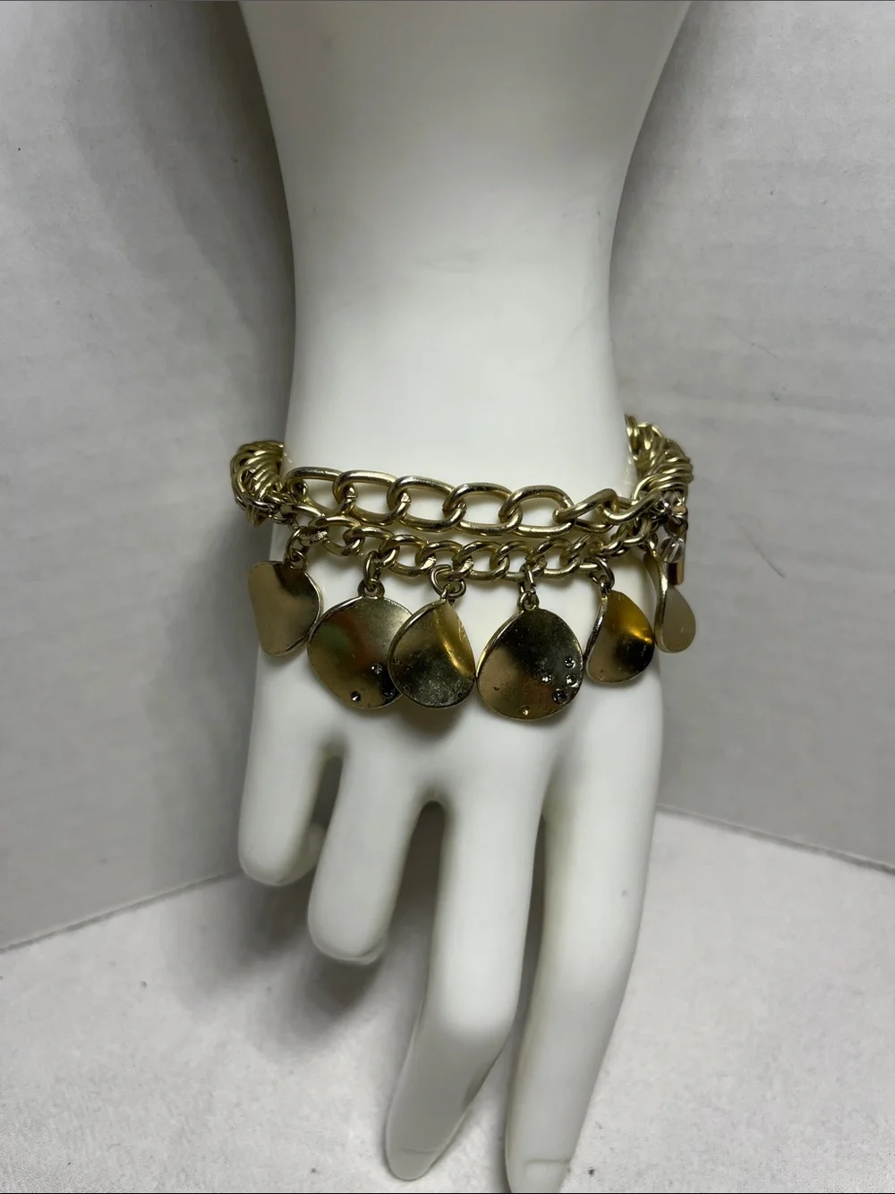 Kenneth Cole Gold-Tone Stretch Bracelet - Dangle Disc Charms